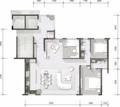 湔投.云璟1期4室2厅2卫115.00平户型