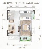 天樾龙门1期 1室1厅1卫 50.39平米