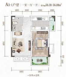 天樾龙门1期1室1厅1卫50.39平户型