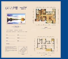 保利湖心岛3室2厅2卫102.00平户型