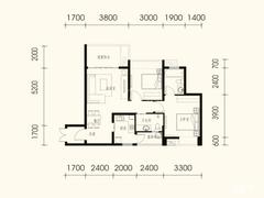 中房学府海棠2室1厅1卫86.00平户型