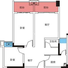 南岸华庭1期2室2厅1卫78.19平户型