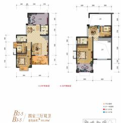 棠湖清江花语1期4室2厅2卫152.14平户型