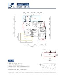 河畔新世界3室2厅2卫142.18平户型
