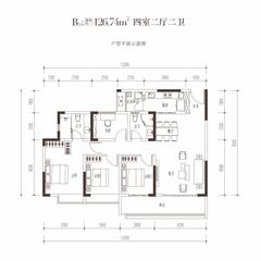 御园丰锦1期4室2厅2卫126.74平户型