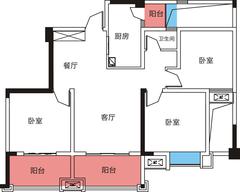 南岸华庭1期3室2厅1卫117.63平户型