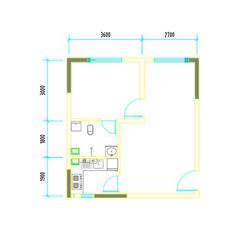彭州市白鹿镇银杏枫丹酒店1室1厅1卫54.27平户型