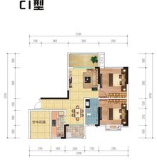 大邑外滩2室2厅1卫93.96平户型