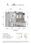 美联蜀·常青藤1期1室1厅1卫68.06平户型
