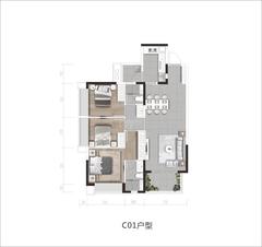 时代之城3期3室2厅2卫115.00平户型
