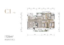 成都万达一号小区-3号地块万达华庭3室2厅2卫126.00平户型