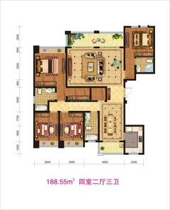 建工梧桐屿4室2厅3卫188.00平户型