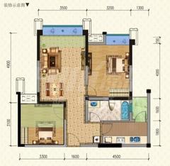 和裕欧景2室2厅1卫68.17平户型