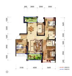 宁江大院3期3室2厅2卫113.13平户型