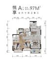 香江悦湖春天花园1期3室2厅2卫98.30平户型