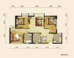 东城印象小区3室2厅2卫92.20平户型