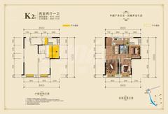 棕榈湖国际社区三期2室2厅1卫74.20平户型