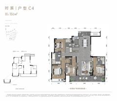 中粮保利天府时区花园1期1室186.00平户型