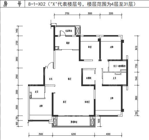 B户型8栋1单元标准层02号房