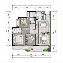 国宾上林栖1期3室2厅2卫129.95平户型