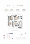 香璟名邸1期3室2厅2卫101.00平户型