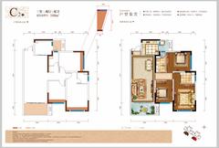 富豪三里花城1期3室2厅2卫100.00平户型