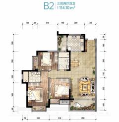 林语台（嘉裕第六洲8期）3室2厅2卫114.00平户型