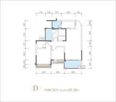 凯丽新城1期1室92.18平户型