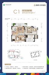 绿色未来街区1期 4室2厅2卫 121.00平米