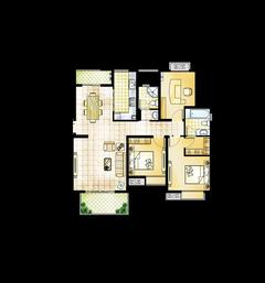 瑞云空中1号3室2厅2卫121.00平户型