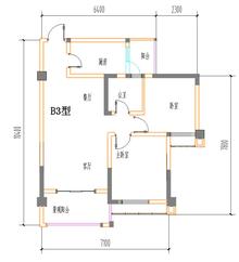 蜀青·丽晶府1期2室2厅1卫80.00平户型