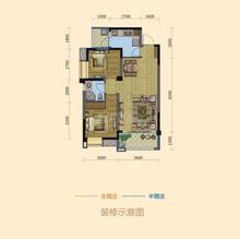 东湖郡2室2厅1卫70.66平户型