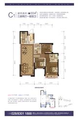 汉嘉5号 3室2厅2卫 88.00平米