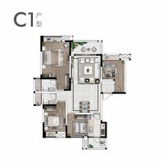 金云府珺澜阁1期4室2厅2卫136.00平户型