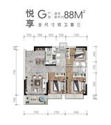 香江悦湖春天花园1期 3室2厅2卫 89.20平米