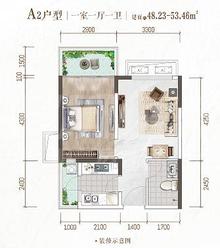 天樾龙门1期1室1厅1卫48.23平户型