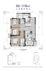 江天阙1期 3室2厅2卫 110.00平米