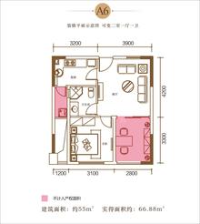银河谷2室1厅1卫54.41平户型