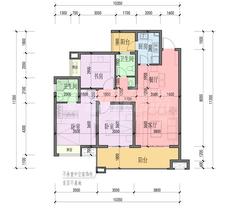东环晓院1期3室2厅2卫107.18平户型