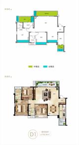 凤凰1号 3室2厅2卫 118.34平米