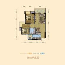 东湖郡2室2厅1卫66.45平户型
