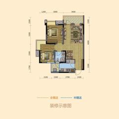 东湖郡2室2厅1卫66.45平户型
