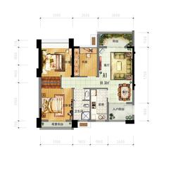 香木林望江兰庭3室2厅1卫89.39平户型