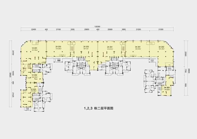 1、2、3栋二层平面图