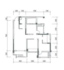 朗基少俊阁1期3室2厅2卫82.00平户型