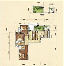 润扬北城1号3室2厅2卫123.50平户型
