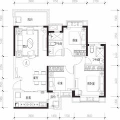 恒大西辰绿洲1期3室2厅2卫113.00平户型