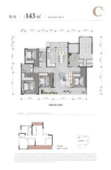 恒胜朗樾晴川名邸1期 4室2厅2卫 143.00平米