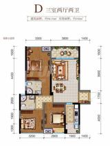 香槟城（东城之星观邸一期） 3室2厅2卫 92.55平米