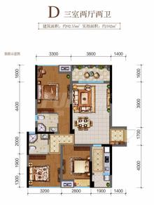 香槟城（东城之星观邸一期）3室2厅2卫92.55平户型